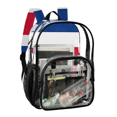 Women Clear Backpack Cute Costa Rica Flag Kids Girls Backpack Boys Large Plastic Approved Bag2