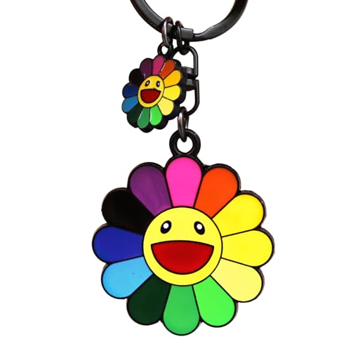Llavero de coche multicolor para no perder las llaves en bolsos de flores sonrientes