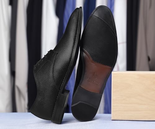 Image of LOUIS STITCH Men's Formal Lace-up Oxford Shoes for Men | Solid Design | Ideal for Formal, Business Casual, and Parties (LSRG OX)