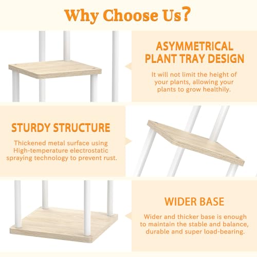 LyTaispuly 3 Tier Plant Stand Indoor, Metal Wood Tiered Corner Plant Stands Tall Holder - Image 3