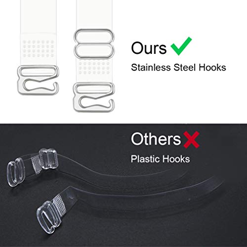 Lystaii 4 Pair Clear Bra Straps Invisible Transparent Shoulder Bra Strap Replacement3