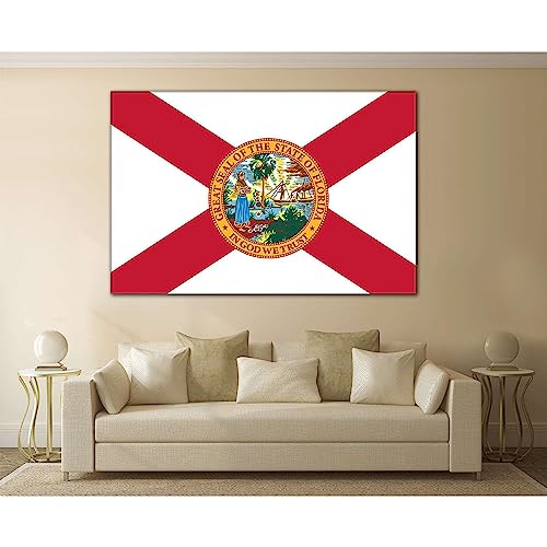 Cuadro de la bandera de Florida para pared, lienzo de 140x90 cm decorativo en un panel listo para colgar