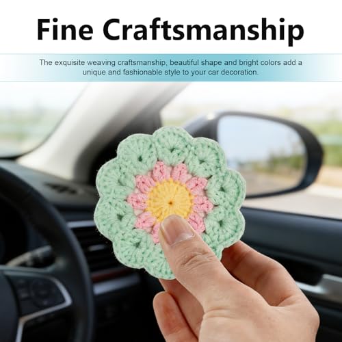 Portavasos para auto estilo boho hecho a mano 2 pcs verde miniatura 5