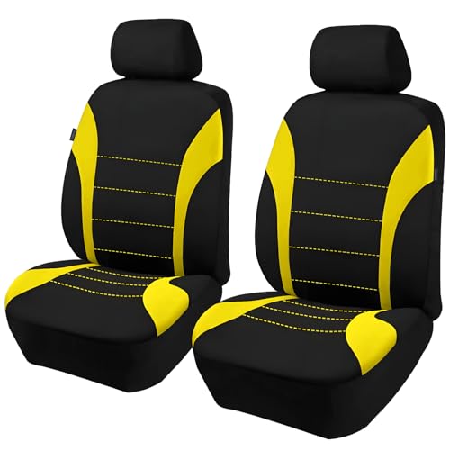 VBGURR Lot de 2 housses de siège avant de voiture - Taille universelle - Imperméables - Compatibles avec les airbags - Faciles à installer avec housses...