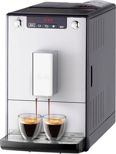 Melitta Solo Argent, Machine à Café à Grains avec Broyeur et Système d'Extraction des Arômes, Affichage LED, Mode 1 à 2 Tasses, Cafetière Expresso,...