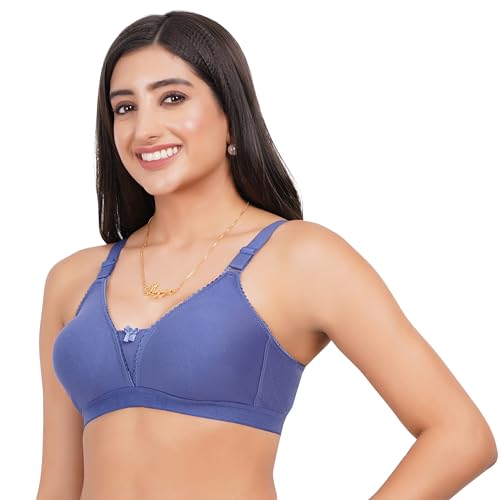 Image of Non Padded in B, C and D Cup Bra - Made of Pure Cotton Full Coverage Over Size Non Wired Pushup Soft Cup for T-Shirt Saree Dress Sports Garment for Daily Use Everyday