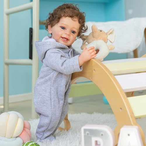 YIHANGG 55CM Junge Reborn Kleinkind Puppe Ganzkörper Soft Silikon Reborn Baby Puppe 22Zoll Wasserdicht Echte Berührung Neugeborene Puppe Geburtstag Geschenke Kinder Spielkameraden Bad – Bild 3