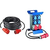 as - Schwabe Starkstrom Verlängerungskabel 25 m H07RN-F 5G1,5-400V/16A & Tragbarer Stromverteiler STECKY 1 - CEE Stecker 400V/16A/5polig
