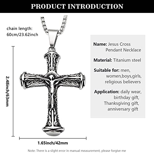 Rnuie Cross Necklace For Men,Gothic Titanium Steel Jesus Crucifix Pendant Necklace For Punk Religion Gifts #TOP1
