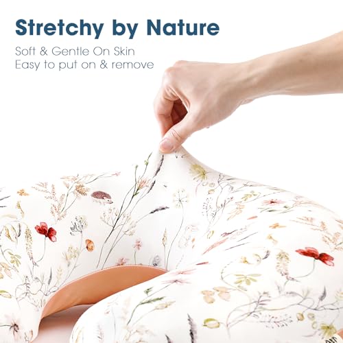 Image of GRSSDER Reversible Nursing Pillow Cover, Ultra Soft Stretchy Minky Removable Nursing Covers Fitted for Breastfeeding Pillows Snug and Safe, Comfortable Slipcover for Girls, Stylish Original Print