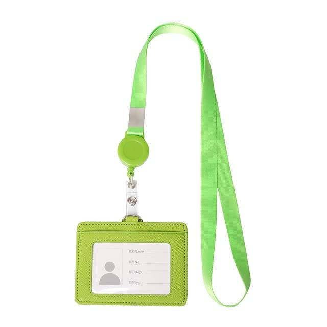 Identyfikator, identyfikator 4 etui na identyfikatory PC Etui na identyfikatory ze skóry Pu Zwijana smycz Etui na dowód osobisty Etykieta z imieniem Przenośne szkolne rękawy biurowe Proste (Color : G