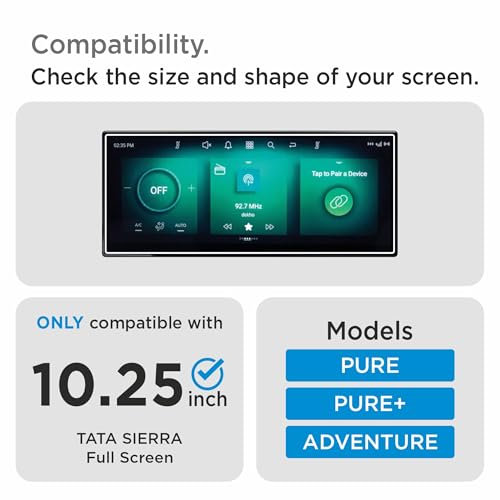 Image of SPARTAN SHIELD {2 PACK} Screen Guard For TATA SIERRA 2025+ || PURE, PURE+ & ADVENTURE || 10.25 Inch Infotainment Touchscreen + Sterring Cluster Protector || Anti Scratch | Water Resistant | HD Clarity || TataSierra Car Accessory 2026 [NOT TEMPERED GLASS] (2 Pack [10.25 inchINFO])