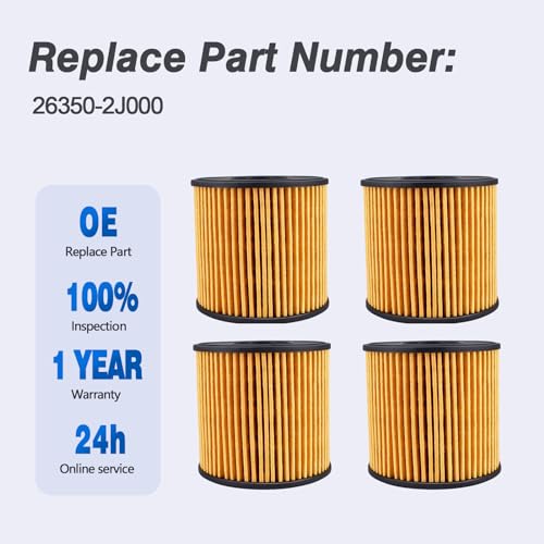 26350-2J000 Engine Oil Filter Fit for 2021-2024 Hyundai Elantra 2.0L 2020-2024 Sonata 2.0L Hybrid (4PCS) by CULMKARI - Used condition - Image 3