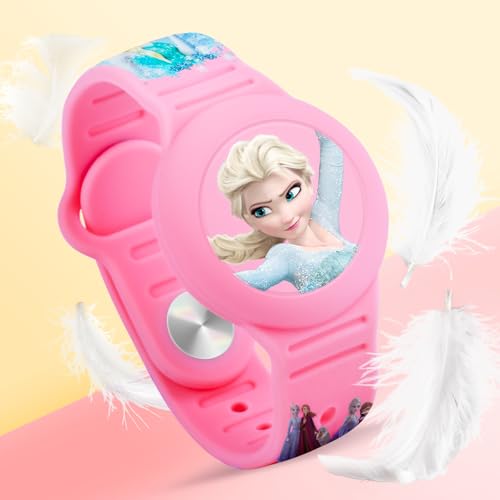 Waterproof Airtag Bracelet for Kids, Cute Princess Silicone Air Tag Holder Hidden Design, Light Weight Compatible with Apple AirTag Wristband for Child, Pink by SlyCroko - Used condition - Image 3