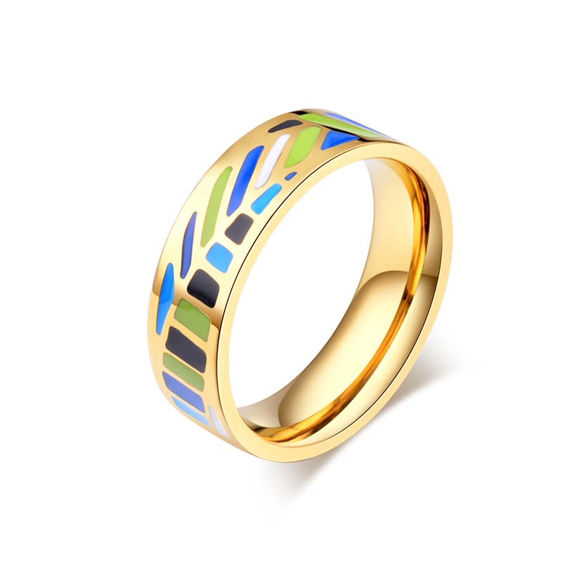 Bague femme alliance pas cher en acier inoxydable contrasté bague bohème unisexe