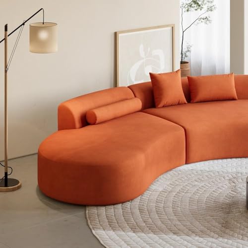 Image of 2+2 = 4 Seater Sofa Modern Classic Curved Style Sofa Set with Pillows for Living Room, Bedroom and Office and Hallway Colour (Rust Brown)