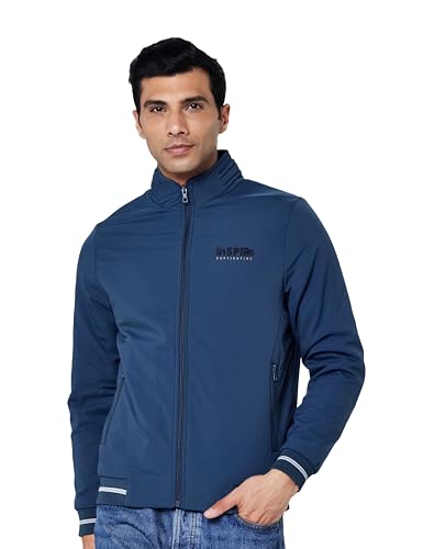 Image of Qube By Fort Collins Men's Light Winter Jacket - Lightweight Bomber Jacket for Men | Full Zip Warm All-Season High Neck Jacket with Stand Collar & Zip Pockets for Winter Wear, Travel & Daily Use