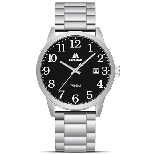 LN LENQIN Mens Watches Stainless Steel Watches for Men Analog Quartz 30M Waterproof Men's Wrist Watch Fashion Designer Watch