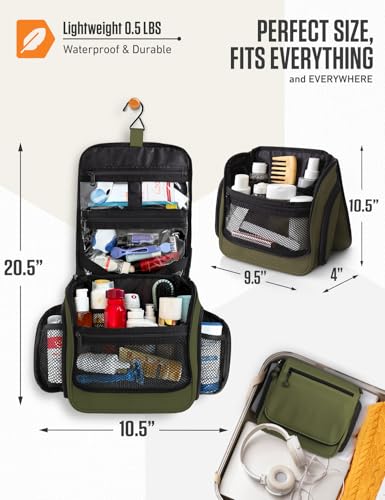 Image of VENTURE 4TH Hanging Travel Toiletry Bag, 18 Compartments - Dark Green