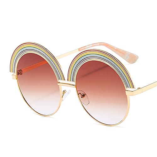XIAOLING 2021 Runder Regenbogen Sonnenbrille Frauen Männer Auffällig Bunte Linsen Legierung Rahmen Metallscharnier Marke Trend Sonnenbrille Cover