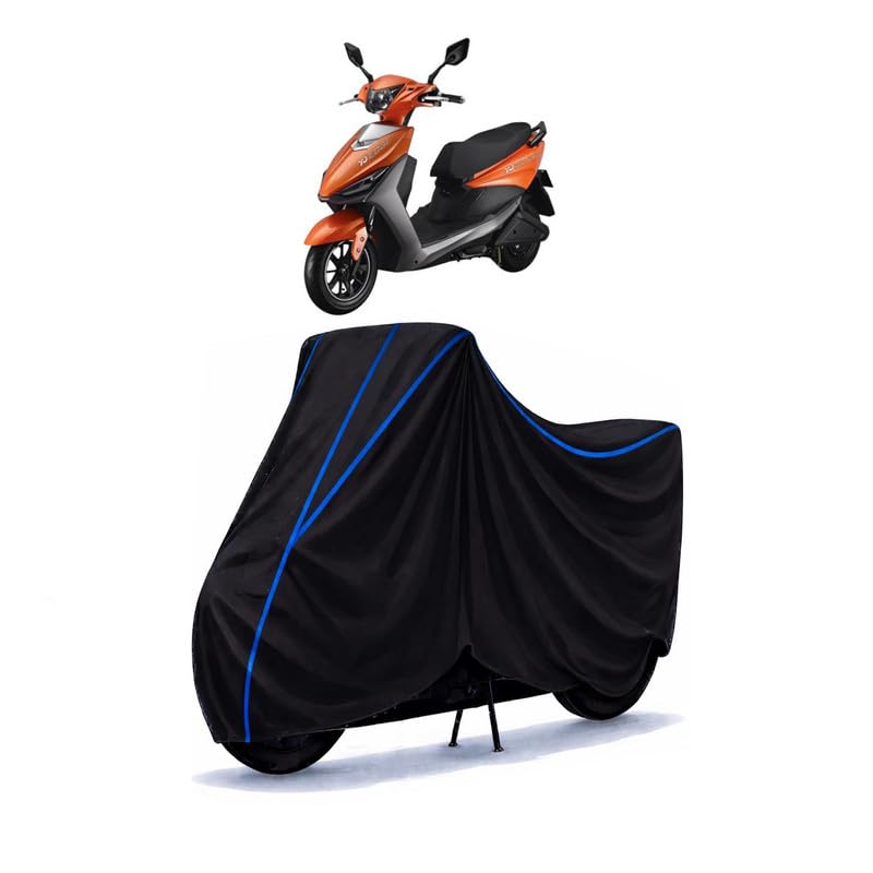 Image of Scooty Cover Water Resistant for Yo Edge | Universal Scooter & Bike Cover | Heavy Duty UV Protection | Dust, Rain & Scratch Protection | Elastic Fit All Weather Indoor Outdoor | Black with Blue Piping