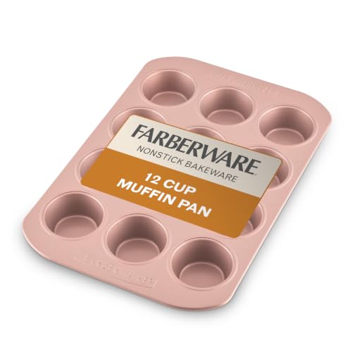 Farberware 47776 Antihaft-Backform für 12 Muffins, Rotgold/Rot