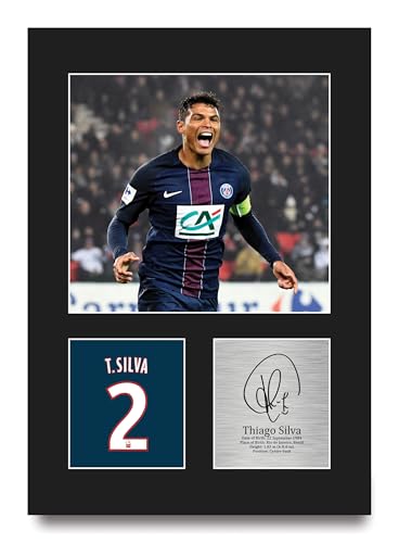 HWC Trading Thiago Silva PSG Regalos Impresos Imagen De Autógrafo Firmado Para Los Aficionados Al Fútbol Y Partidarios - A4 Retrato