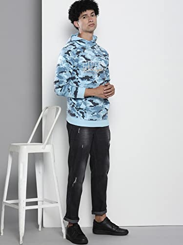 Image of The Indian Garage Co Men Regular Fit Printed Overhead Hooded Sweatshirt