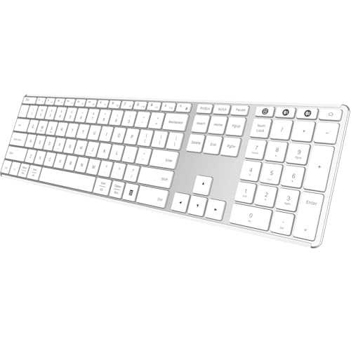 AUSDOM フルサイズ Bluetooth キーボード 2.4G ワイヤレス 静音 スリムキーボード マルチデバイス ロープロファイル 静音 フラットキーボード テンキー付き 充電式バッテリー Windows Mac iOS コンピューター ノートパソコ