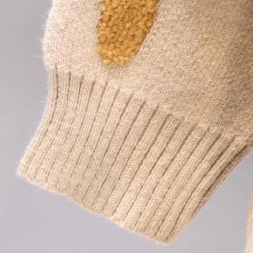 Image of ebossy Women's Cute Alpha Embroidery Cable Knit Cardigans Horn Button Sheep V Neck Slouchy Sweater Coat