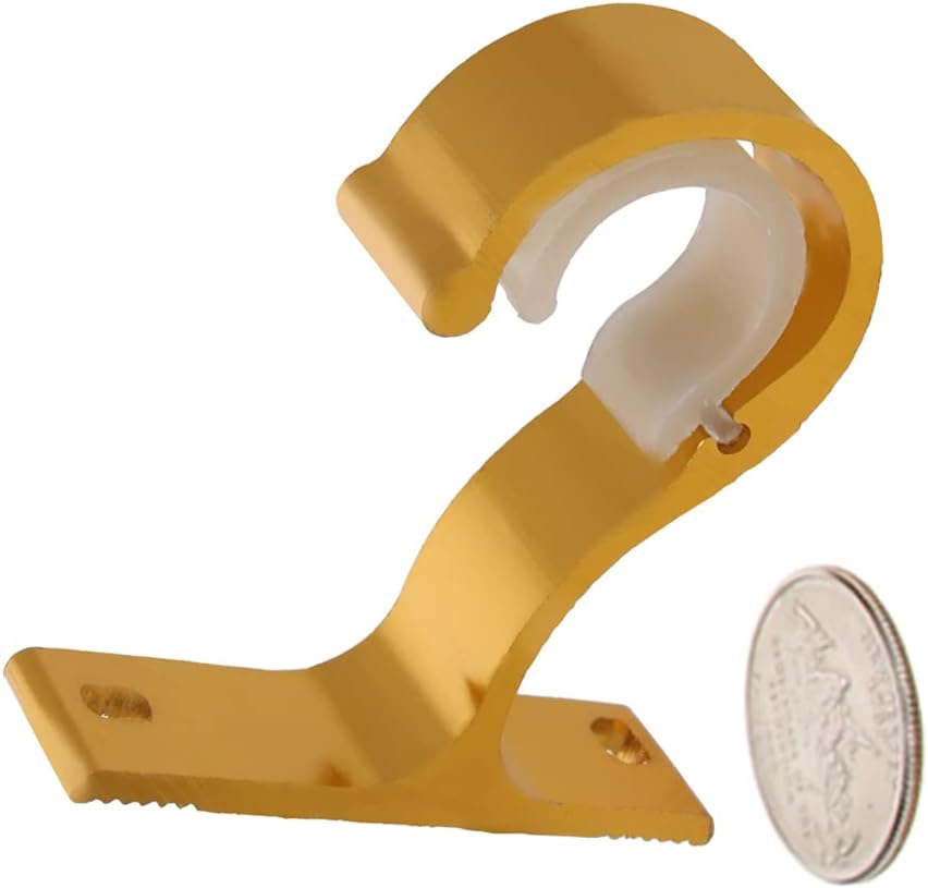 Brackets for Curtain Rods, Curtain Rod Wall Single Bracket Premium Aluminum Alloy Plastic Drapery Rod Bracket for Walls, Curtain Rod Holder 6Pcs 85X60X19mm White(Gold)