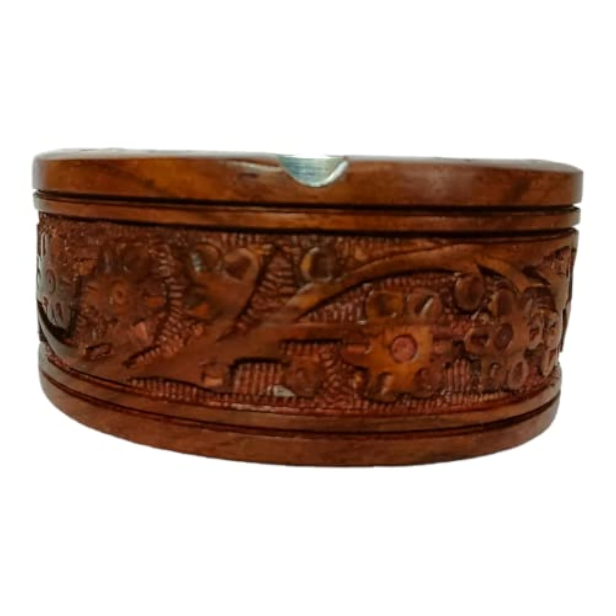 Wood Cigarette Ashtray, Decorative Design