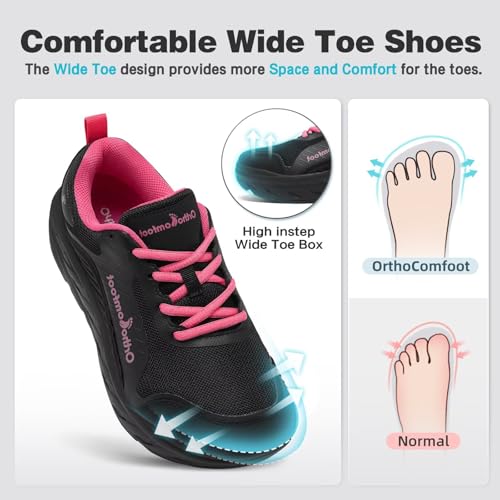 Women's Orthopedic Diabetic Walking Shoes: Wide Toe Box Comfortable Casual Arch Support Plantar Fasciitis Orthotic Sneakers, High Arch Swollen Work Tennis Sports Shoes for Foot and Heel Pain Relief3