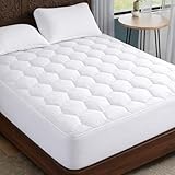 4AS Quilted Single Mattress Protector - 110 GSM Microfiber Filling, Hypoallergenic Deep Fitted Breathable Mattress Topper Stretches up to 30 cm (Single - 90 x190 cm)