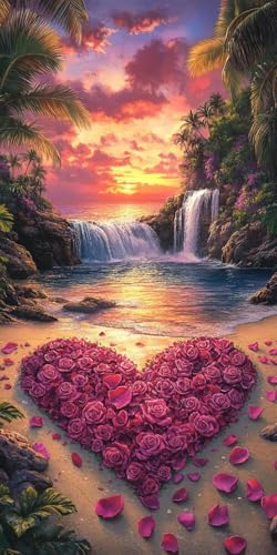 Art Kit Broderie Cascade d'Amour, Cadeaux Originaux en Peinture Diamant 5D DIY