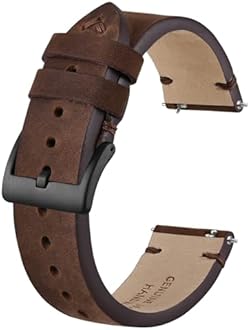 BISONSTRAP Distressed Leather Watch Strap, Watch Replacement Bands for Men, Quick Release Spring Bars, Band Width 18mm 20mm 22mm