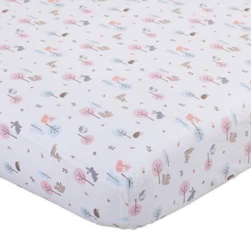 Carter's Girl Woodland Pink, Aqua, Grey, & White Super Soft Fitted Mini Crib Sheet, Pink, Aqua, Grey, White, Woodland Girl, Single