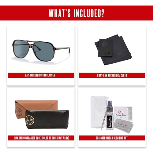 Ray-Ban Bill RB2198 902/R5 60MM Havana/Crystal Lens Blue Square Sunglasses for Men for Women +Bundle with Accessory Eyewear Kit - Thumbnail 5