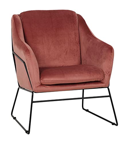 Leisuremod Harmony Mid-Century Modern Living Room Velvet Accent Chair Armchair With Metal Frame Legs (Royal Rose) #TOP18