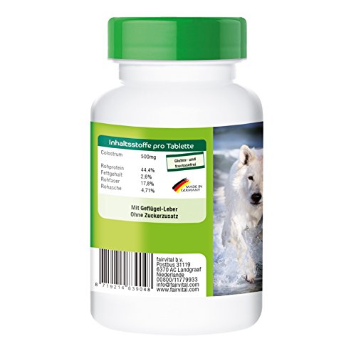 Fairvital | Vetipur Colostrum für Hunde - 90 Tabletten - Natürliche Erstmilch - Futterergänzung für Hunde - 500mg Colostrum pro Tablette