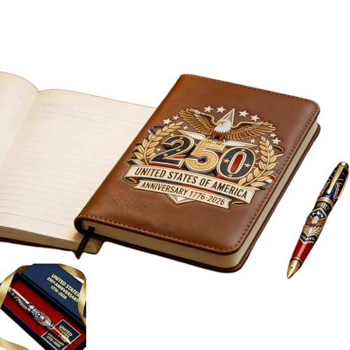 ZIMLFCB 250th U.S. 250th Anniversary Commemorative Pen & Notebook Set, 1776-2026 Patriotic Journal Gift Set, Ideal for U.S. Patriots, Collectors and History Lovers