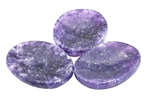 Image of Amazing Gemstone Lepidolite Worry Stone Crystals and Healing Stones - Worry Stones for Stress Relief Gifts - Piedra Crystal Fidget for Meditation, Calming, Relaxation -
