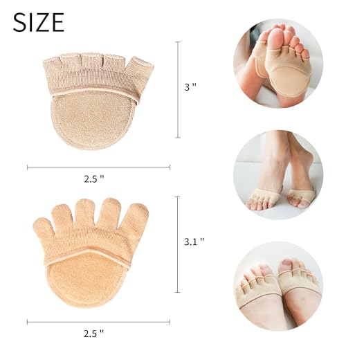 Image of Women Toe Topper Socks,Five-Toes No Show Liner Socks Ball of Foot Cushions Half Non Slip Invisible Forefoot Sock