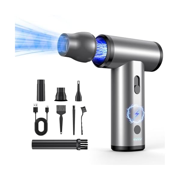 Compressed Air Duster, 300000RPM Air Blaster Electric Cleaner for Keyboard, PC Deep Cleaning, Component,Air Bed,Infinitely Speed Replace Compressed Air Can-No Canned Air Duster,Rechargeable Air Blower