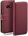 Produktbild moex Klapphülle für Samsung Galaxy A5 (2017) Hülle klappbar, Handyhülle mit Kartenfach, 360 Grad Schutzhülle zum klappen, Flip Case Book Cover, Vegan Leder Handytasche, Weinrot