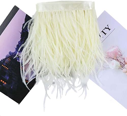 2 Yards 10-15cm Fluffy and Soft Ostrich Feather Fringe Trim for DIY Sewing Crafts (Apple Green #010)