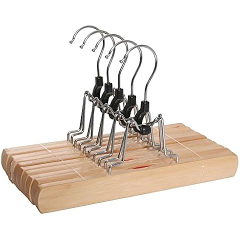 5x Hosenspanner Kleiderbügel Klemmbügel Hosenhalter Hosenbügel Holz Hosen Cover
