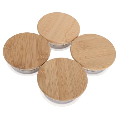 VALICLUD Lot de 4 Bouchons de Rechange Étanches pour Carafe en Verre Couvercle en Acier Inoxydable et Bambou Compatible Distributeur de Boissons pour Boissons Chaudes et Froides
