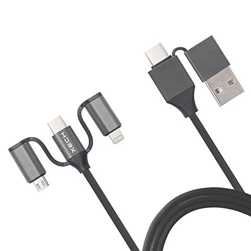 Image of Xech 60W Fast Charging Data Cable Type C to Type-C 3A Charge Ultimus Pro 6 in 1 Multi Pin Type A /TypeC Micro USB Cord for Laptop Smartphones Tablets 1 Meter (Grey)