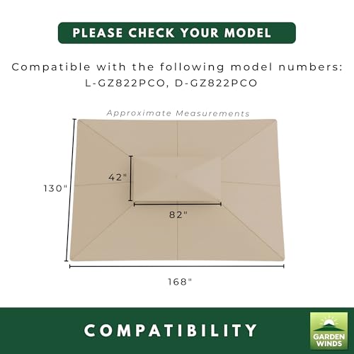 Garden Winds Reinforced RipLock 350 Replacement Canopy Top Cover Compatible with Domed 10’ x 13’ Gazebo Models L-GZ822PCO, D-GZ822PCO - Beige - Thumbnail 5